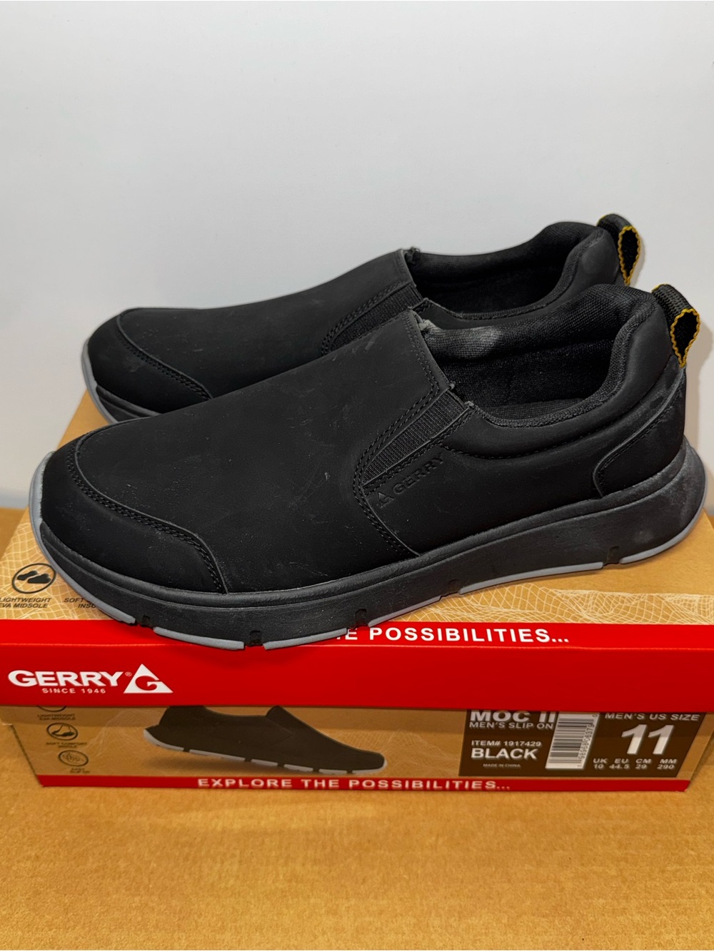 Gerry Moc II Slip-On Men's Black Casual Round Toe Soft Lightweight Shoes -Sz 11